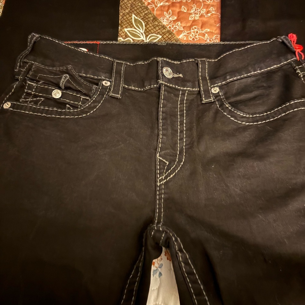 True Religion Black Women's Jeans with Contrast Stitching